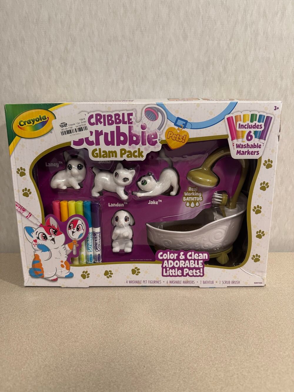 Crayola Scribble Scrubbie Pets Glam Tub Washable Toy Playset New